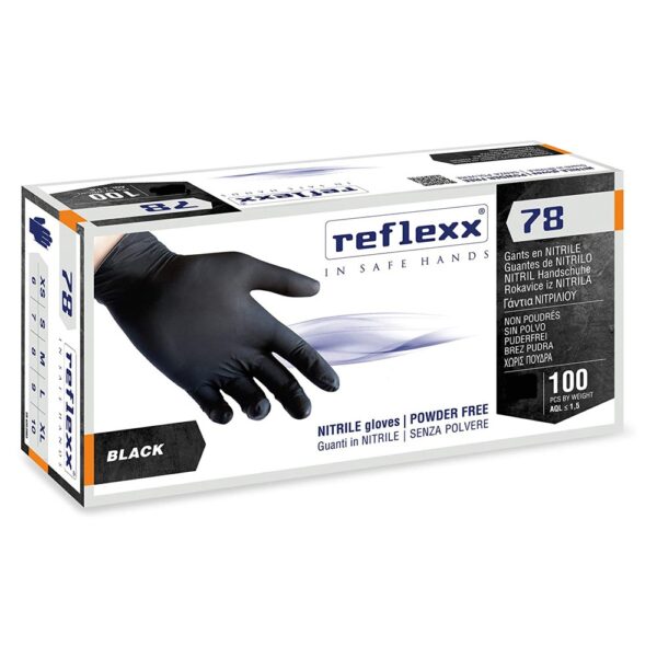 Guanti Nitrile – Reflexx Black 100pz Open Tattoo Supply