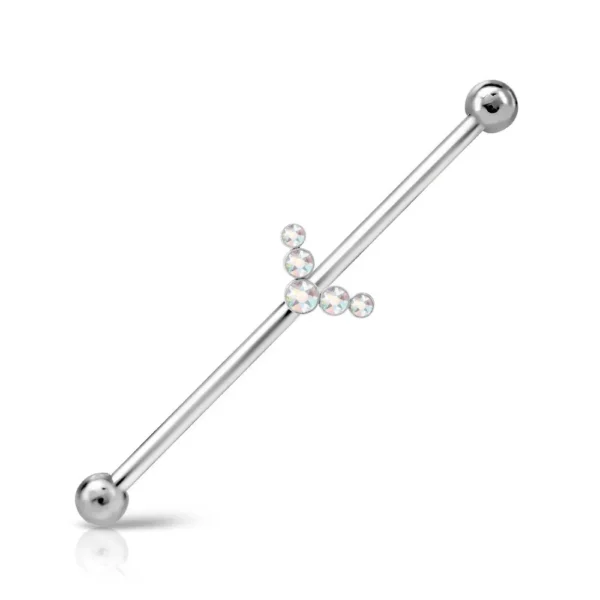 Piercing Industrial in acciaio 316L con Zirconi Open Tattoo Supply