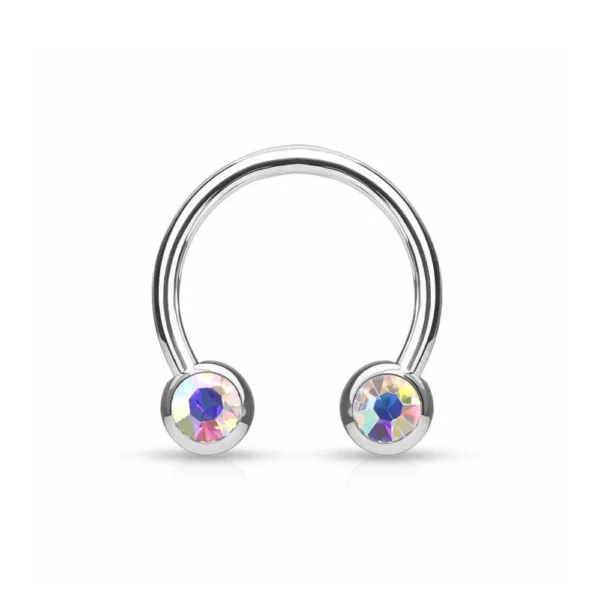 Piercing Smiley Circular Barbell in acciaio 316L Con Brillantini