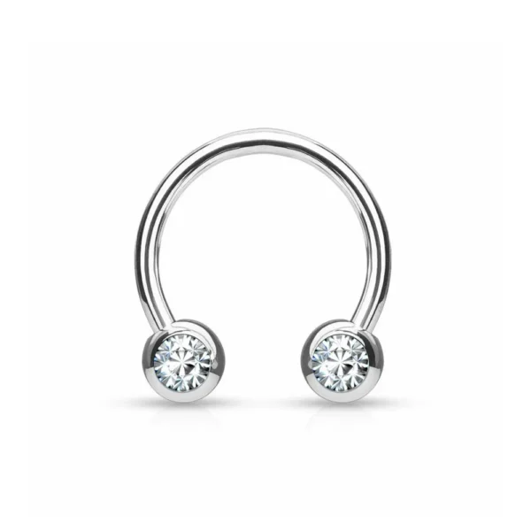 Piercing Smiley Circular Barbell in acciaio 316L Con Brillantini