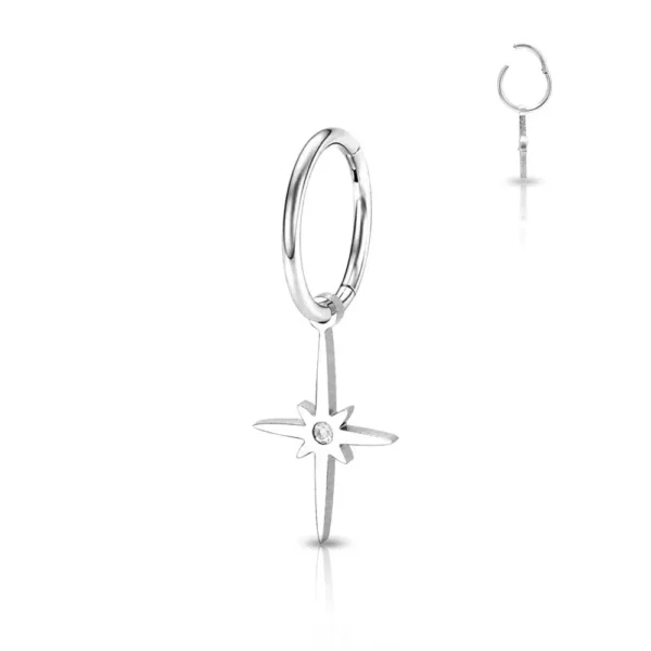 Piercing Segment Ring in acciaio 316L con pendente Stella Open Tattoo Supply