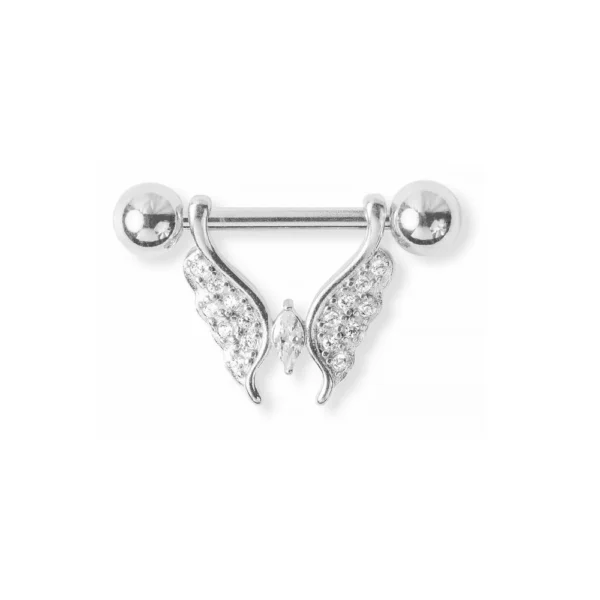 Barbell Piercing Capezzolo in acciaio 316L con Farfalla Open Tattoo Supply