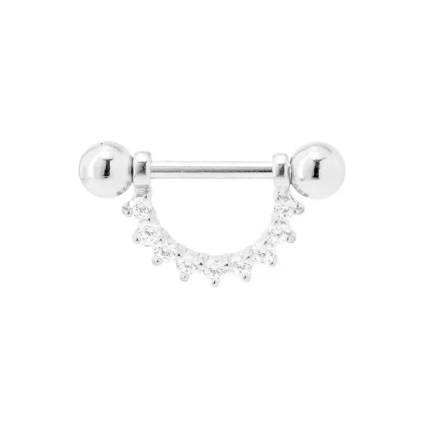 Barbell Piercing Capezzolo in acciaio 316L con Brillantini Open Tattoo Supply