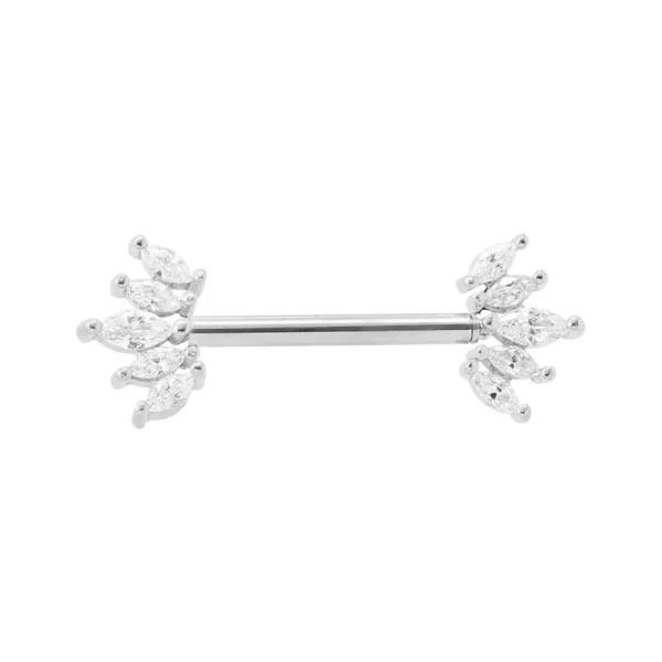 Barbell Piercing Capezzolo in acciaio 316L con Brillantini Open Tattoo Supply