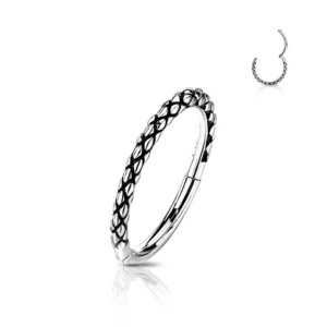 Piercing Segment Ring Pelle di Serpente in Acciaio 316L Argento Open Tattoo Supply