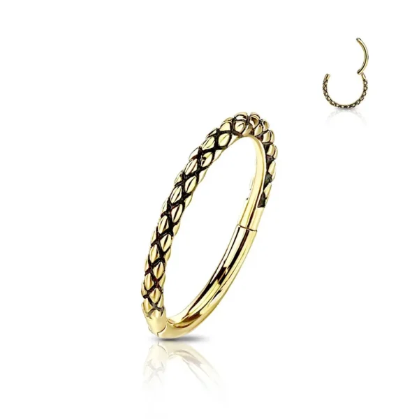 Piercing Segment Ring Pelle di Serpente in Acciaio 316L Oro Open Tattoo Supply