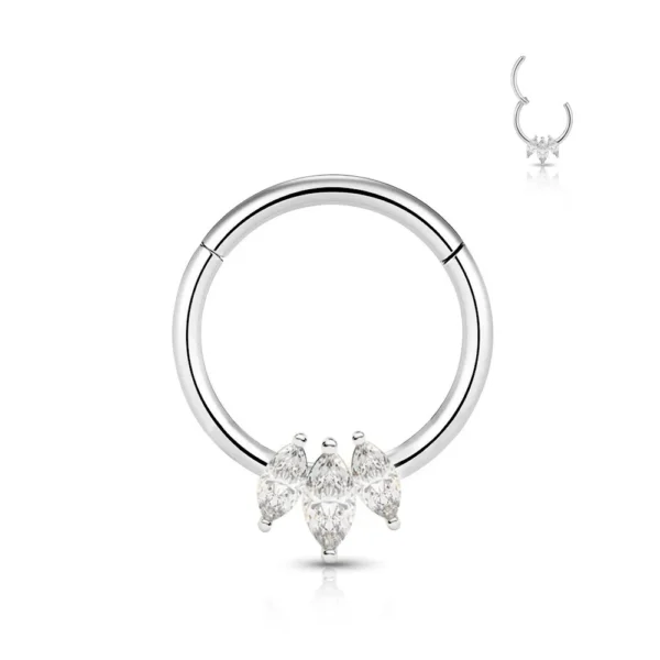 Piercing Segment Ring in Acciaio 316L con Pietra Argento Open Tattoo Supply