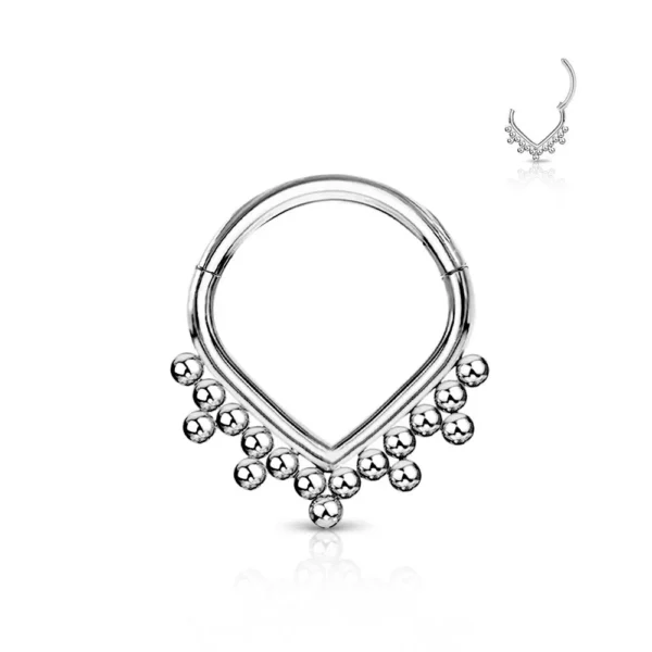 Piercing Segment Ring con Palline in Acciaio 316L Argento Open Tattoo Supply