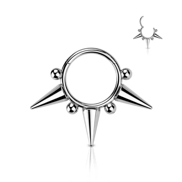 Piercing Segment Ring in acciaio 316L con Perline e Coni Argento Open Tattoo Supply