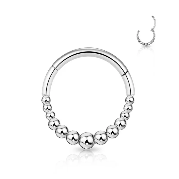 Piercing Segment Ring in acciaio 316L con Palline Argento Open Tattoo Supply