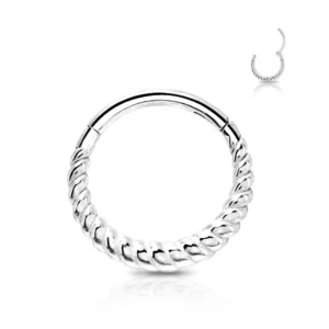 Piercing Segment Ring in acciaio 316L a Forma di Treccia Argento Open Tattoo Supply