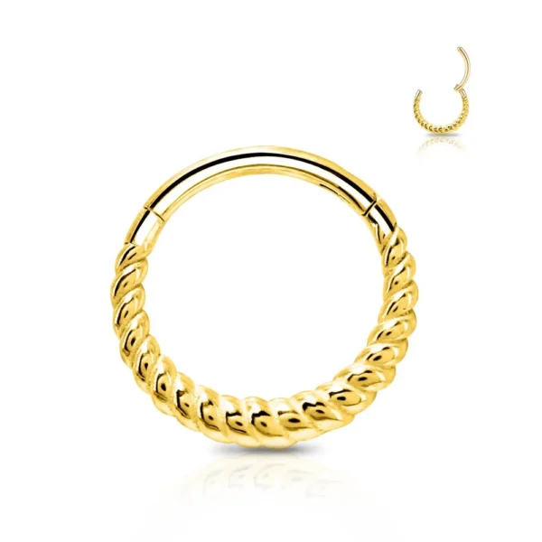 Piercing Segment Ring in acciaio 316L a Forma di Treccia Oro Open Tattoo Supply