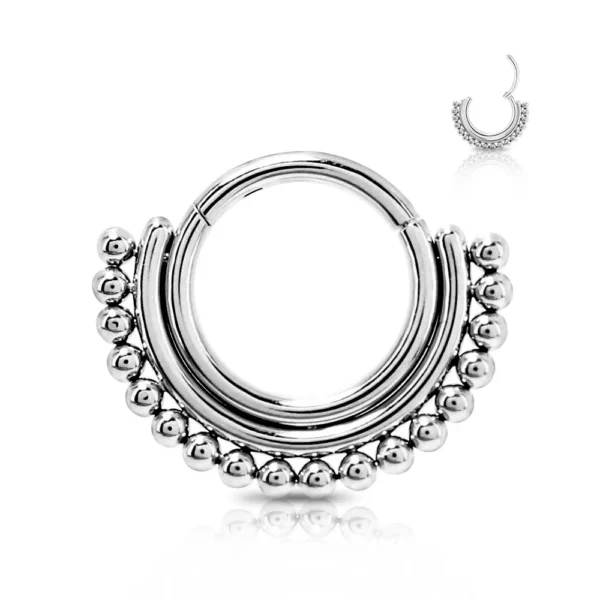 Piercing Segment Ring in acciaio 316L con Perline Argento Open Tattoo Supply