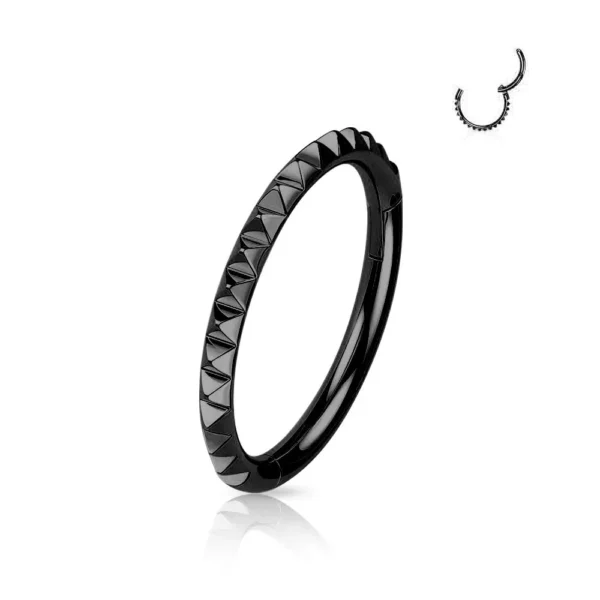 Piercing Segment Ring in acciaio 316L con motivo a Piramide Nero Open Tattoo Supply