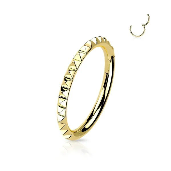 Piercing Segment Ring in acciaio 316L con motivo a Piramide Oro Open Tattoo Supply