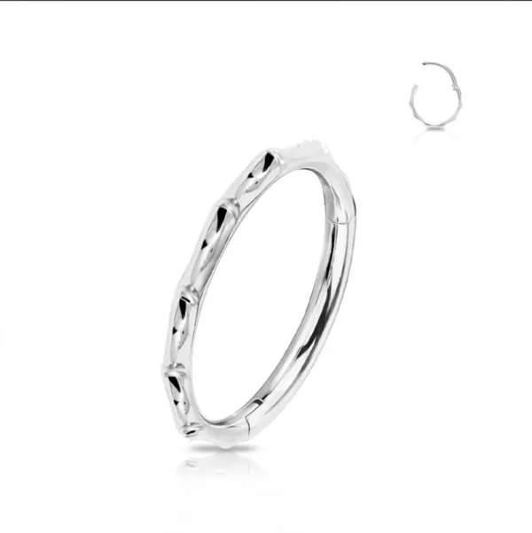 Piercing Segment Ring a forma di Bambù in acciaio 316L Argento Open Tattoo Supply