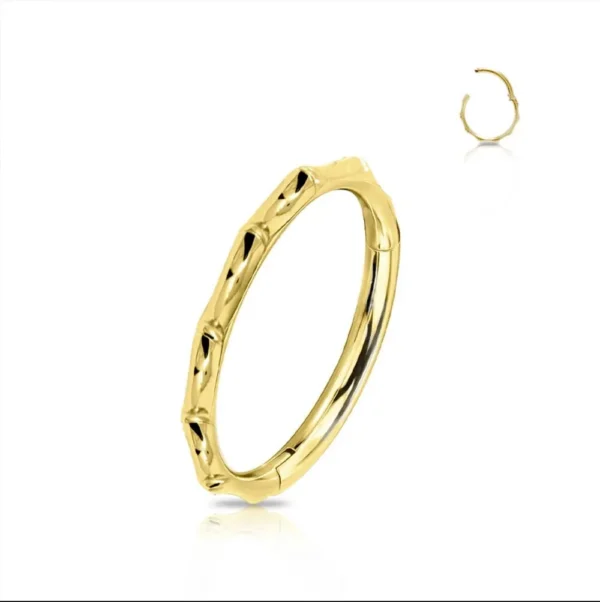 Piercing Segment Ring a forma di Bambù in acciaio 316L Oro Open Tattoo Supply