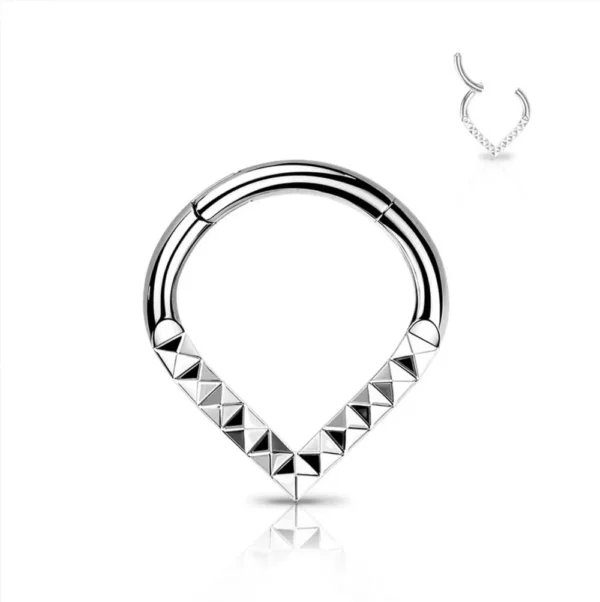 Piercing Segment ring a piramide in acciaio 316L Argento Open Tattoo Supply