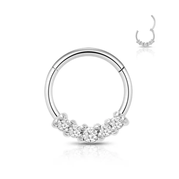 Piercing Segment Ring in acciaio 316L con Cristallo Argento Bianco Open Tattoo Supply