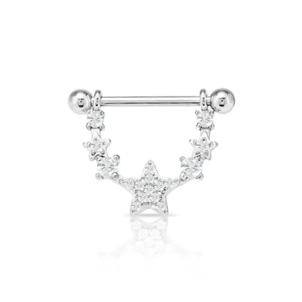 Barbell Piercing Capezzolo in acciaio 316L con Stella Open Tattoo Supply