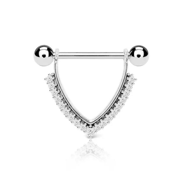 Barbell Piercing Capezzolo con Cristalli in acciaio 316L Argento Open Tattoo Supply