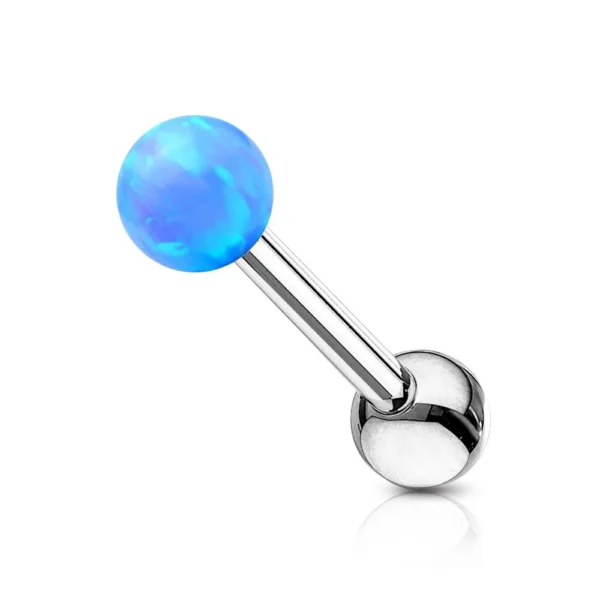 Barbell Piercing con Pallina Opale in Acciaio 316L Blu Open Tattoo Supply