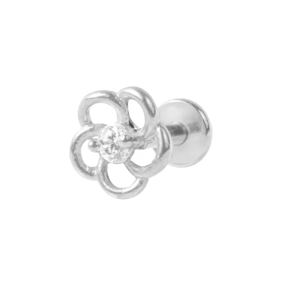 Piercing Labret in acciaio 316L a forma di Fiore Argento Open Tattoo Supply