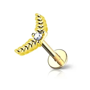 Piercing Labret Forme di spiga di grano in acciaio 316L Oro Open Tattoo Supply