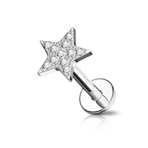 Piercing Cluster in Acciaio 316L Stella con Cristallo Argento Open Tattoo Supply