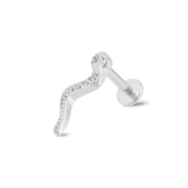 Piercing Labret in acciaio 316L a forma di Serpente Argento Open Tattoo Supply