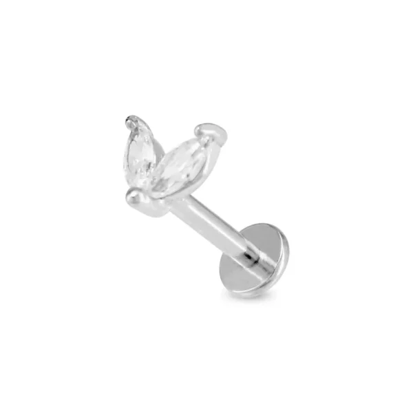 Piercing Labret in acciaio 316L con Zirconi Argento Open Tattoo Supply