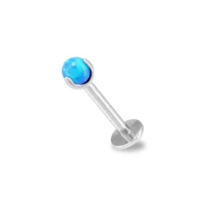 Piercing Labret in acciaio 316L con pietra Opale Azzurro Open Tattoo Supply