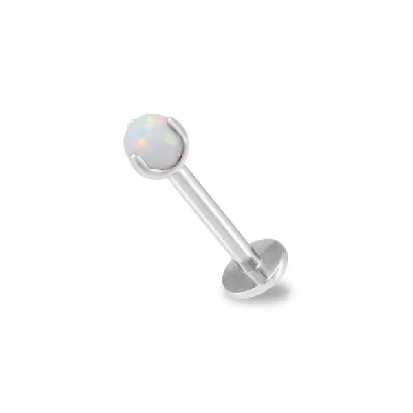 Piercing Labret in acciaio 316L con pietra Opale Boreale Open Tattoo Supply