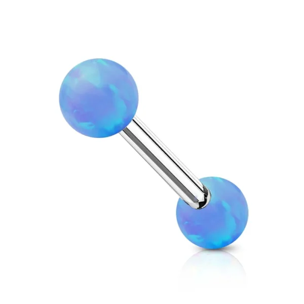 Barbell Piercing con Palline Opale in Acciaio 316L Blu Open Tattoo Supply