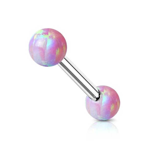 Barbell Piercing con Palline Opale in Acciaio 316L Fucsia Open Tattoo Supply