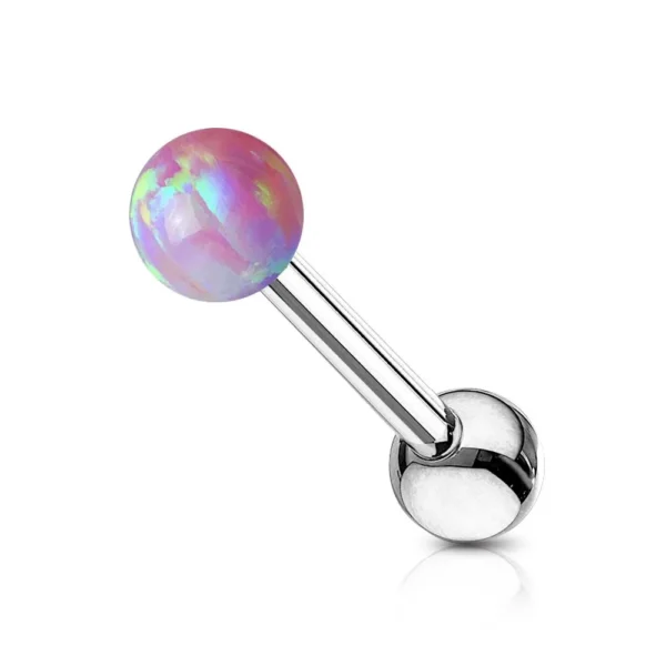 Barbell Piercing con Pallina Opale in Acciaio 316L Fucsia Open Tattoo Supply