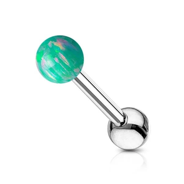 Barbell Piercing con Pallina Opale in Acciaio 316L Verde Open Tattoo Supply