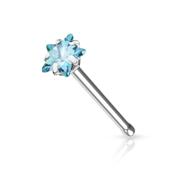 Piercing Naso in Acciaio 316L con Pietra Stella Azzurro Open Tattoo Supply