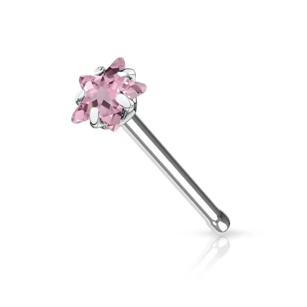 Piercing Naso in Acciaio 316L con Pietra Stella Rosa Chiaro Open Tattoo Supply