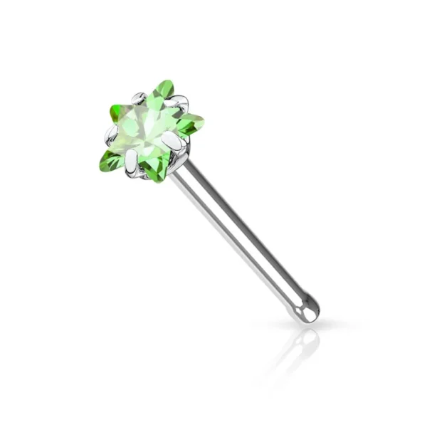 Piercing Naso in Acciaio 316L con Pietra Stella Verde Open Tattoo Supply