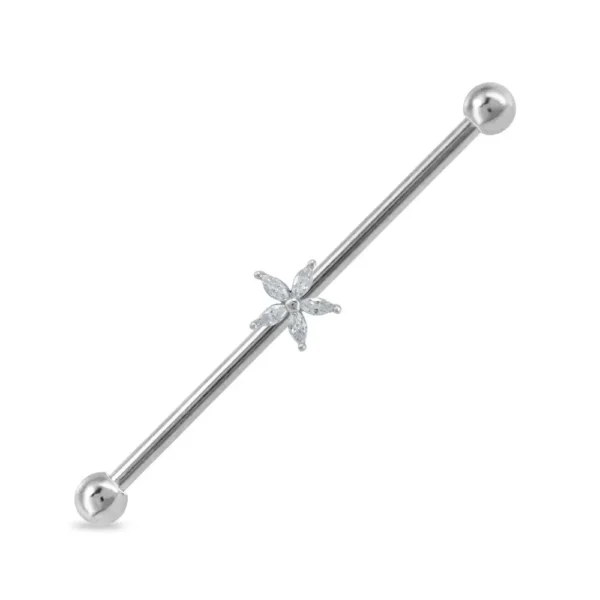 Piercing Industrial in acciaio 316L con Fiore Open Tattoo Supply