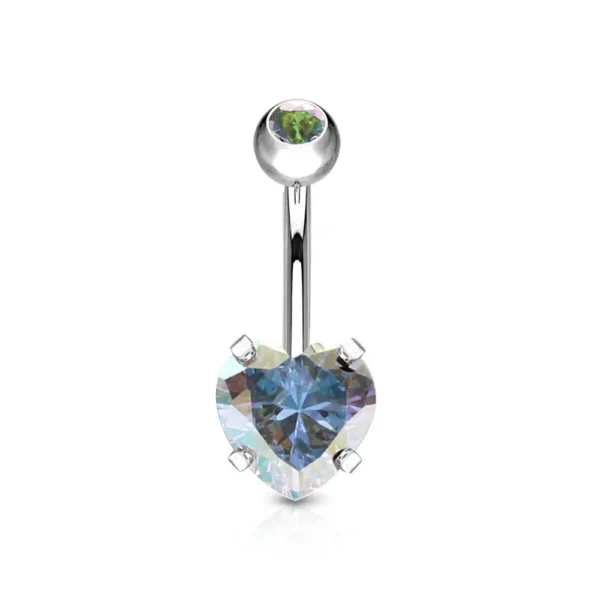 Piercing Ombelico in Acciaio 316L con brillantino a cuore Boreale Open Tattoo Supply