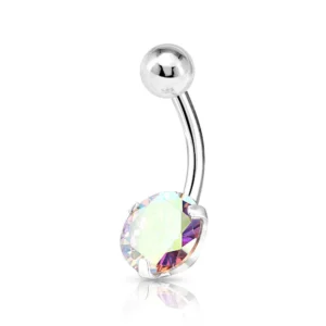 Piercing Ombelico in Acciaio 316L con Brillantino Argento Boreale Open Tattoo Supply