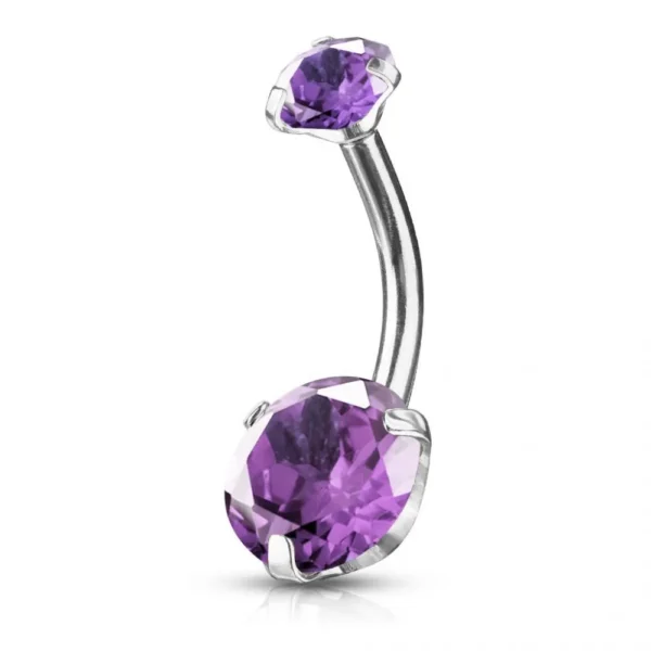 Piercing Ombelico in Acciaio 316L con Zirconi Viola Open Tattoo Supply