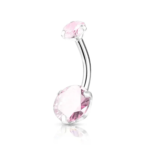 Piercing Ombelico in Acciaio 316L con Zirconi Rosa Open Tattoo Supply