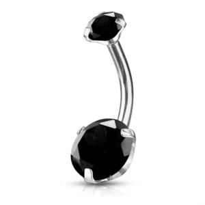 Piercing Ombelico in Acciaio 316L con Zirconi Nero Open Tattoo Supply