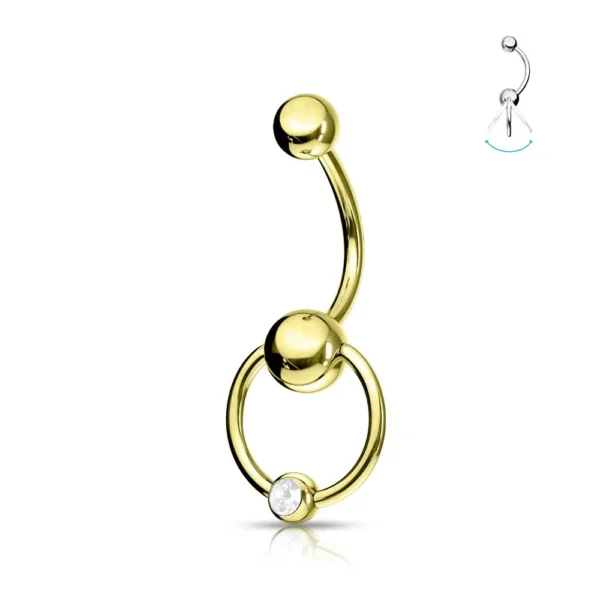 Piercing Banana in acciaio 316L con cerchietto e brillantino Open Tattoo Supply