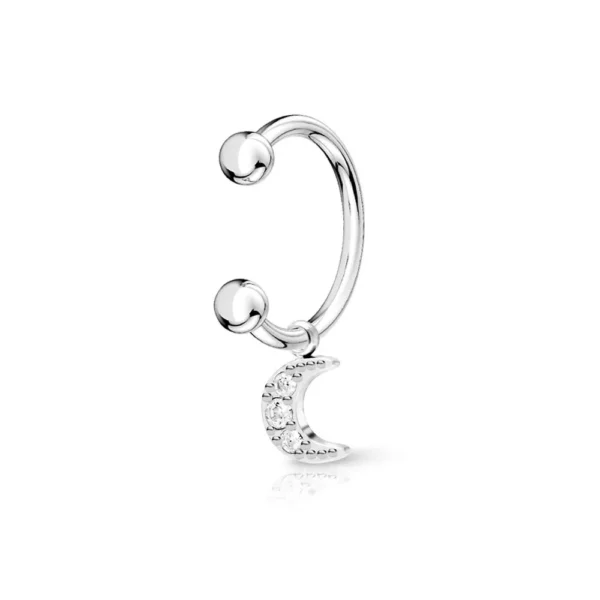 Piercing Circular Barbell in Acciaio 316L Con Pendente Luna Opale Argento Open Tattoo Supply