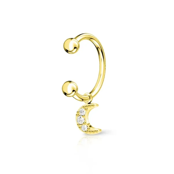 Piercing Circular Barbell in Acciaio 316L Con Pendente Luna Opale Oro Open Tattoo Supply