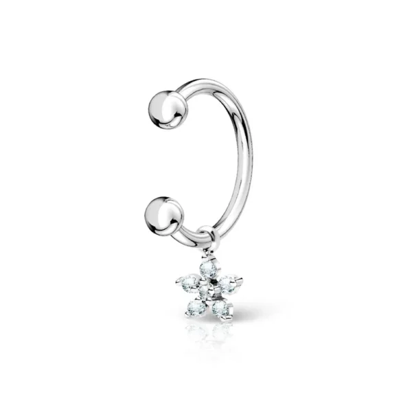 Piercing Circular Barbell in Acciaio 316L Con Pendente Opale Argento Open Tattoo Supply